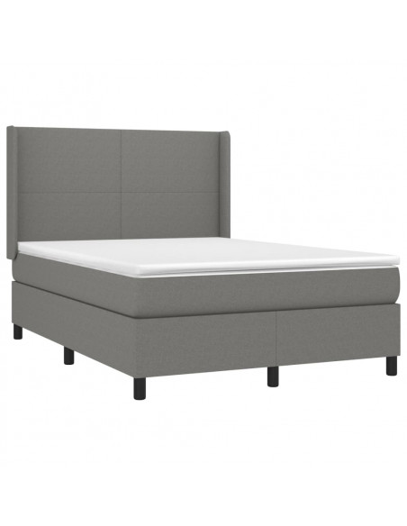 Letto a Molle Materasso e LED Grigio Scuro 140x200cm in Tessuto