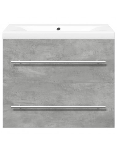 Set Mobili da Bagno 2 pz Grigio Cemento in Legno Multistrato
