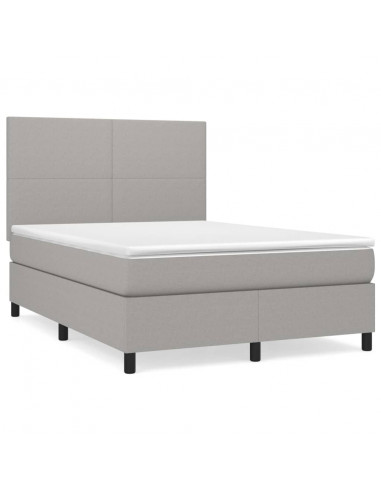 Giroletto a Molle con Materasso Grigio Chiaro 140x200cm Tessuto