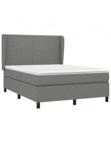 Giroletto a Molle con Materasso Grigio Scuro 140x190 cm Tessuto