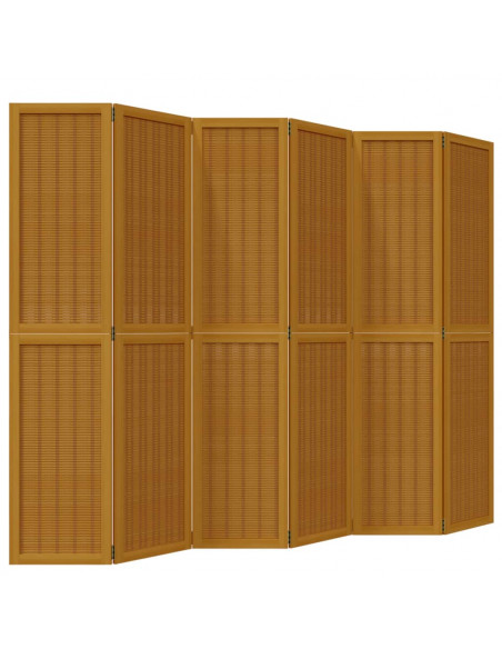 Divisorio Ambienti 6 Pannelli Marrone Legno Massello Paulownia