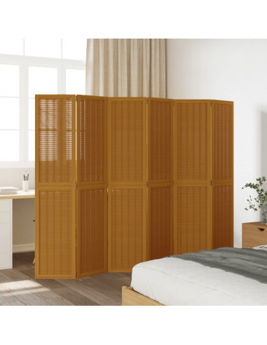 Divisorio Ambienti 6 Pannelli Marrone Legno Massello Paulownia