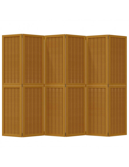 Divisorio Ambienti 6 Pannelli Marrone Legno Massello Paulownia