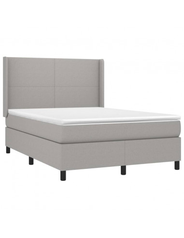 Giroletto a Molle con Materasso Grigio Chiaro 140x190cm Tessuto