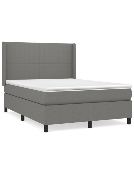 Giroletto a Molle con Materasso Grigio Scuro 140x200cm Tessuto