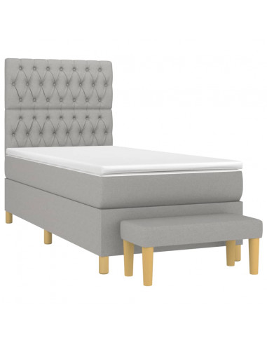 Giroletto a Molle con Materasso Grigio Chiaro 90x200 cm Tessuto