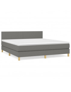 Giroletto a Molle con Materasso Grigio Scuro 160x200 cm Tessuto 2