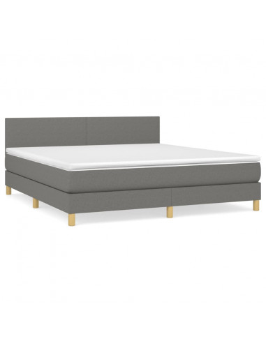 Giroletto a Molle con Materasso Grigio Scuro 160x200 cm Tessuto