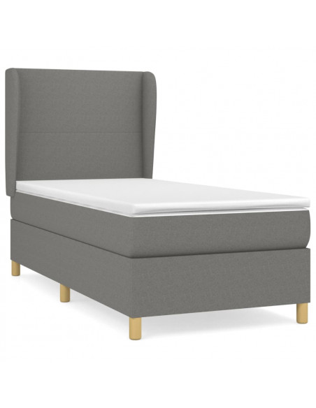 Giroletto a Molle con Materasso Grigio Scuro 80x200 cm Tessuto