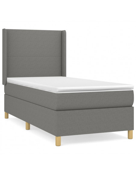 Giroletto a Molle con Materasso Grigio Scuro 80x200 cm Tessuto