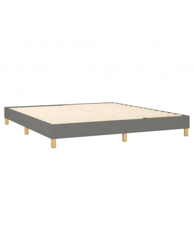Letto a Molle Materasso e LED Grigio Scuro 160x200cm in Tessuto