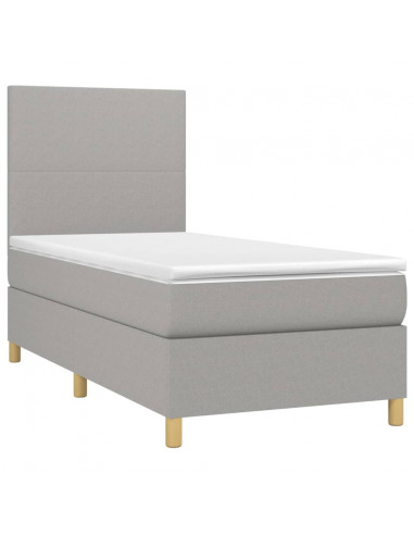 Letto a Molle Materasso e LED Grigio Chiaro 80x200 cm Tessuto