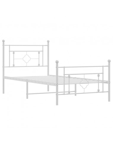 Giroletto con Testiera e Pediera Metallo Bianco 100x190 cm