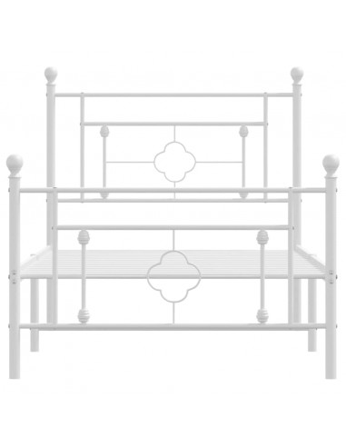 Giroletto con Testiera e Pediera Metallo Bianco 100x190 cm