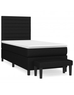 Giroletto a Molle con Materasso Nero 100x200 cm in Tessuto 2