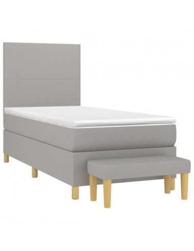 Giroletto a Molle con Materasso Grigio Chiaro 80x200 cm Tessuto