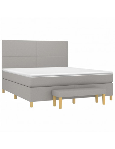 Giroletto a Molle con Materasso Grigio Chiaro160x200 cm Tessuto