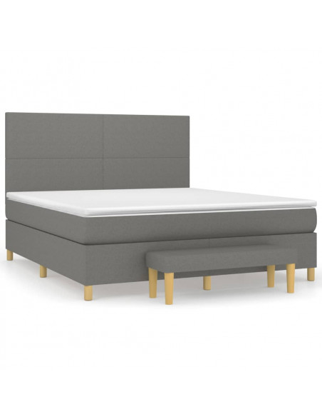 Giroletto a Molle con Materasso Grigio Scuro 160x200 cm Tessuto