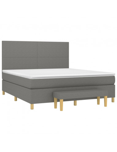 Giroletto a Molle con Materasso Grigio Scuro 160x200 cm Tessuto