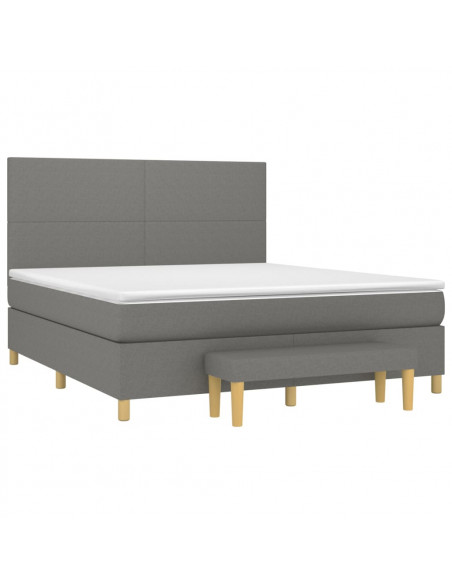 Giroletto a Molle con Materasso Grigio Scuro 160x200 cm Tessuto