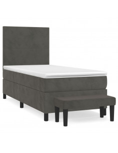 Giroletto a Molle con Materasso Grigio Scuro 90x190 cm Velluto 2