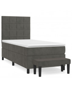 Giroletto a Molle con Materasso Grigio Scuro 90x200 cm Velluto 2