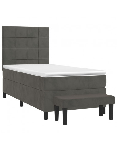 Giroletto a Molle con Materasso Grigio Scuro 100x200 cm Velluto