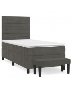 Giroletto a Molle con Materasso Grigio Scuro 100x200 cm Velluto 2