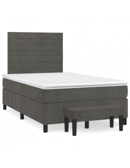 Giroletto a Molle con Materasso Grigio Scuro 120x200 cm Velluto