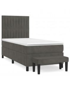 Giroletto a Molle con Materasso Grigio Scuro 80x200 cm Velluto 2