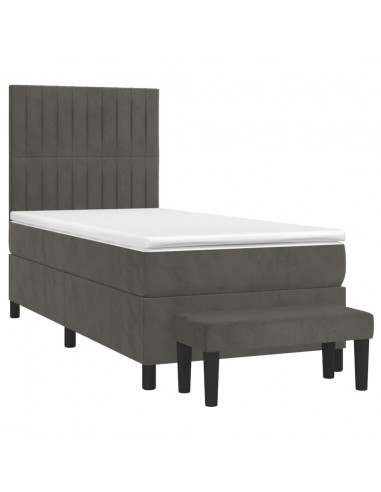 Giroletto a Molle con Materasso Grigio Scuro 80x200 cm Velluto