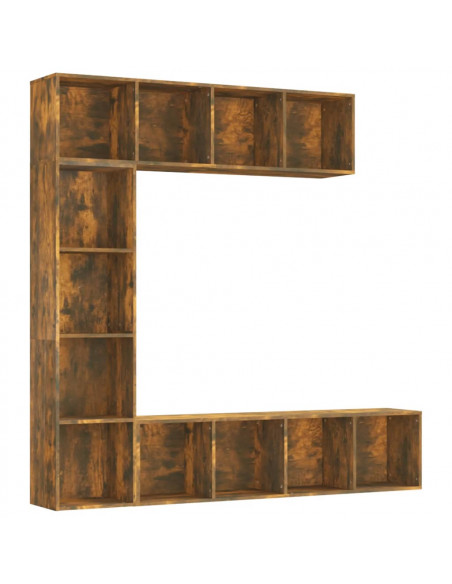 Set Mobili Libreria / Porta TV 3 pz Rovere Fumo 180x30x180 cm