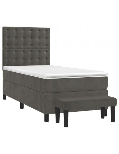 Giroletto a Molle con Materasso Grigio Scuro 80x200 cm Velluto