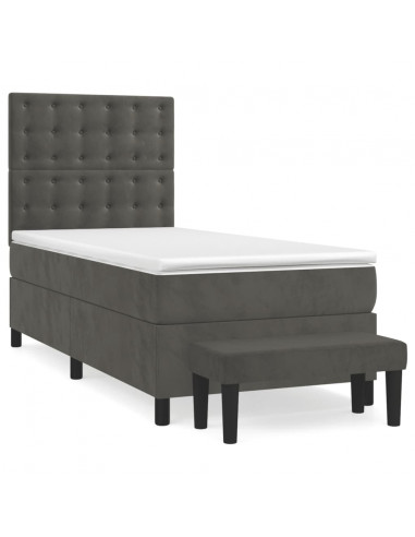 Giroletto a Molle con Materasso Grigio Scuro 100x200 cm Velluto