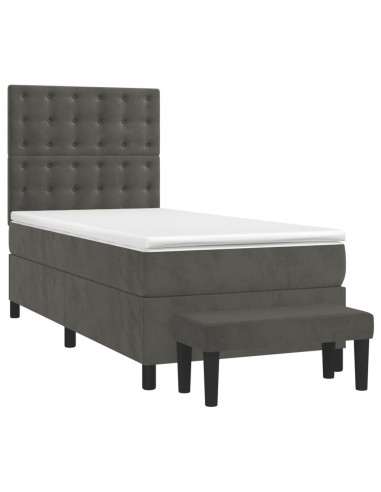 Giroletto a Molle con Materasso Grigio Scuro 100x200 cm Velluto