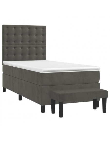 Giroletto a Molle con Materasso Grigio Scuro 100x200 cm Velluto