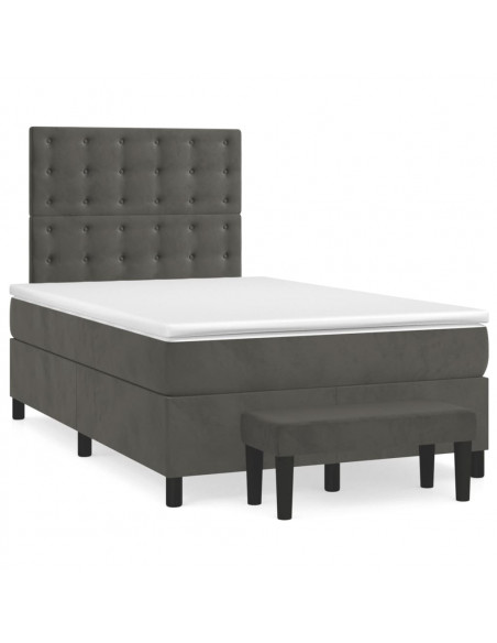 Giroletto a Molle con Materasso Grigio Scuro 120x200 cm Velluto