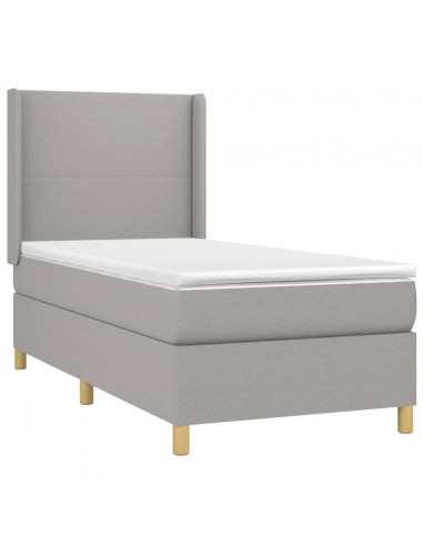 Letto a Molle Materasso e LED Grigio Chiaro 80x200 cm Tessuto
