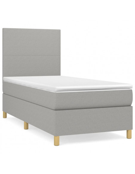 Giroletto a Molle con Materasso Grigio Chiaro 80x200 cm Tessuto