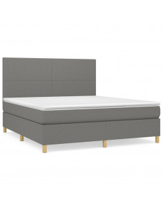 Giroletto a Molle con Materasso Grigio Scuro 160x200 cm Tessuto 2