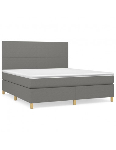 Giroletto a Molle con Materasso Grigio Scuro 160x200 cm Tessuto