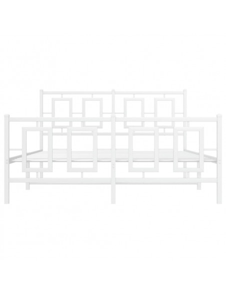 Giroletto con Testiera e Pediera Metallo Bianco 140x200 cm