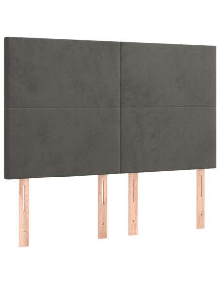 Giroletto con Testiera Grigio Scuro 140x190 cm in Velluto