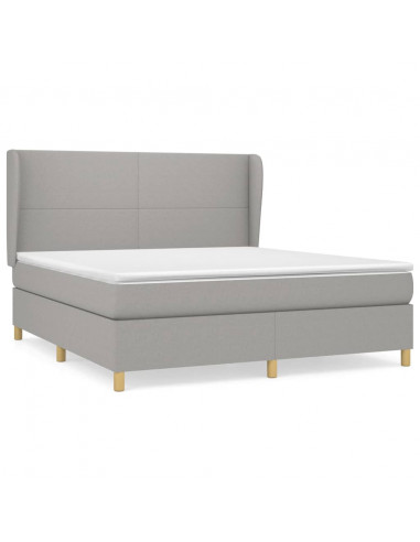 Giroletto a Molle con Materasso Grigio Chiaro160x200 cm Tessuto