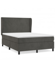 Giroletto a Molle con Materasso Grigio Scuro 140x190 cm Velluto 2