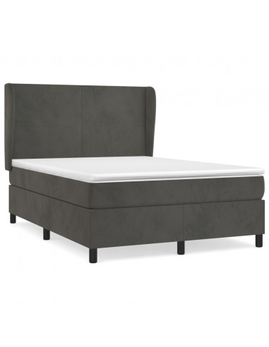 Giroletto a Molle con Materasso Grigio Scuro 140x190 cm Velluto