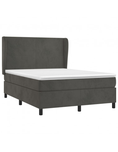 Giroletto a Molle con Materasso Grigio Scuro 140x190 cm Velluto