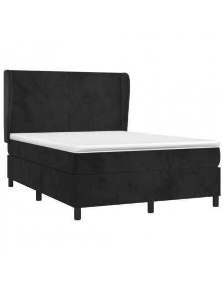 Giroletto a Molle con Materasso Nero 140x190 cm in Velluto