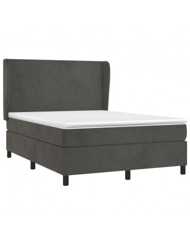 Giroletto a Molle con Materasso Grigio Scuro 140x200 cm Velluto