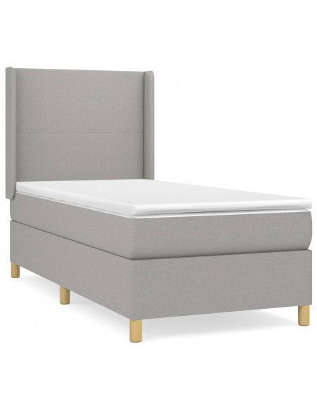 Giroletto a Molle con Materasso Grigio Chiaro 80x200 cm Tessuto